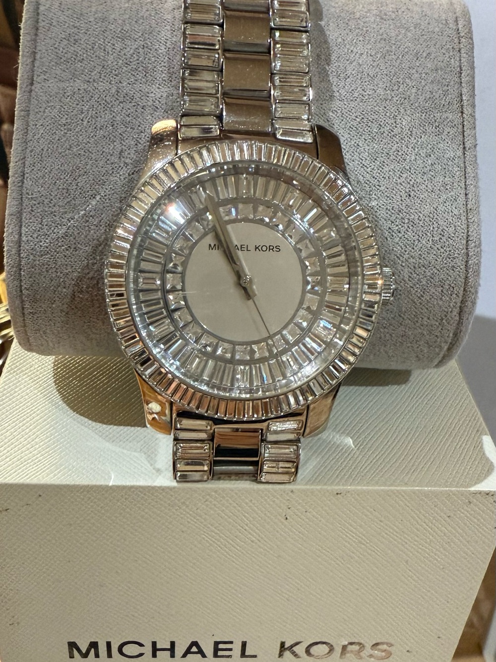 Michael Kors Silver Crystal-Trim Women's Watch
